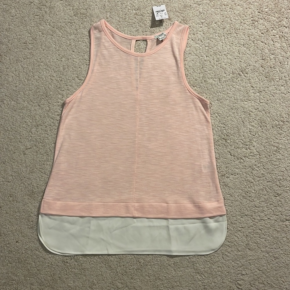 J. Crew Layered Tank Top - Pink and White - M
